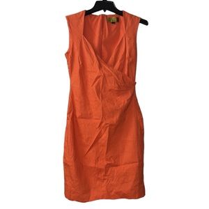 Nicole Miller Orange Crossover, Side Cinched Dress, Size 10